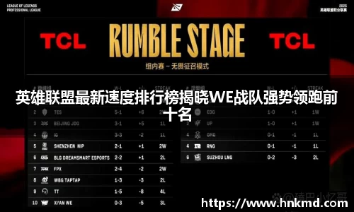 英雄联盟最新速度排行榜揭晓WE战队强势领跑前十名